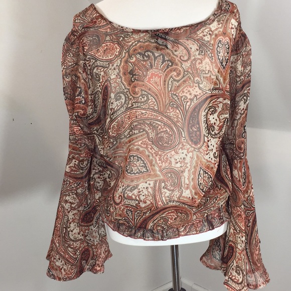 Rue 21 dramatic bell sleeve blouson Boho top - Picture 4 of 8